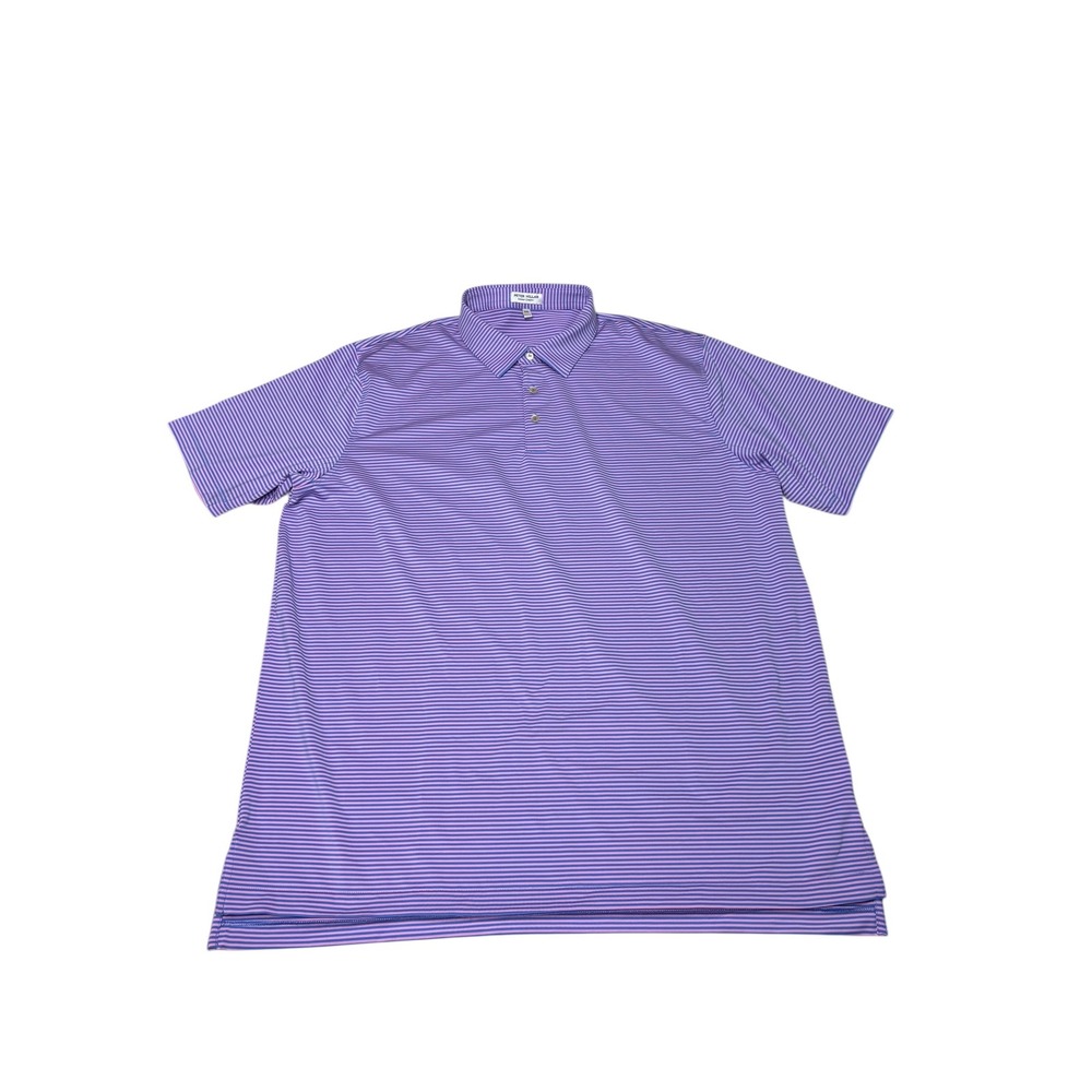 Peter Millar Summer Comfort Mens XXL Purple Pink Stripe Golf Polo‎ Shirt